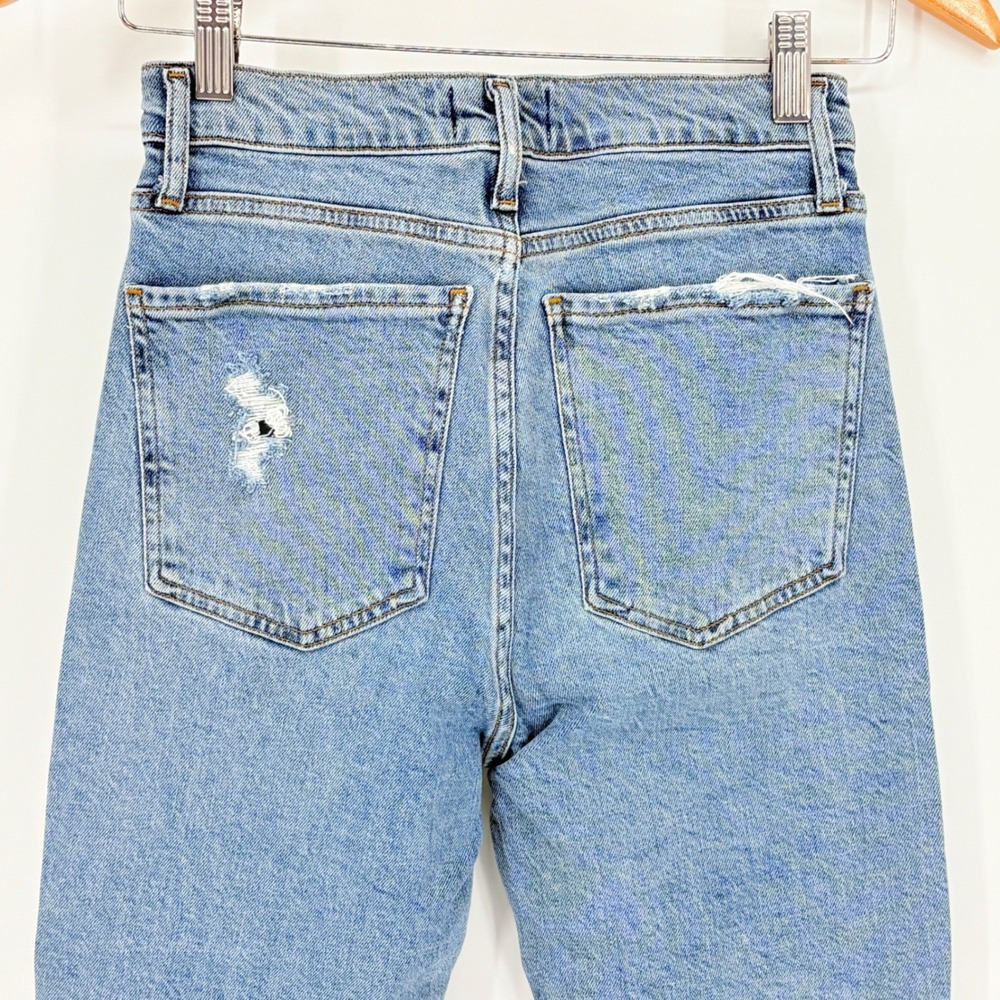 AGOLDE Nico High Rise Straight Leg Jeans Light Wash Distressed Raw Hem Size 25 - Picture 12 of 16